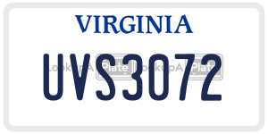 UVS3072  license plate in VA