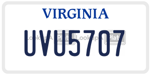 UVU5707  license plate in VA