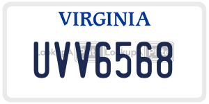 UVV6568  license plate in VA