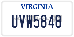 UVW5848  license plate in VA