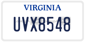 UVX8548  license plate in VA