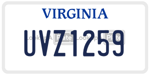 UVZ1259  license plate in VA