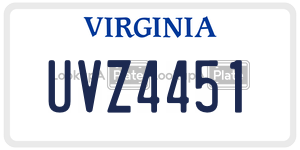 UVZ4451  license plate in VA