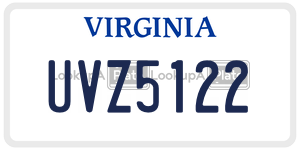 UVZ5122  license plate in VA