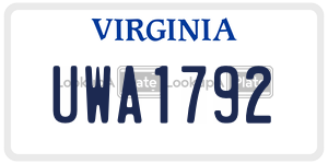 UWA1792  license plate in VA