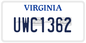 UWC1362 license plate in Virginia