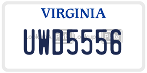 UWD5556  license plate in VA