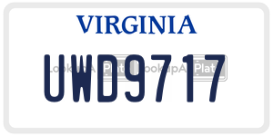 UWD9717  license plate in VA