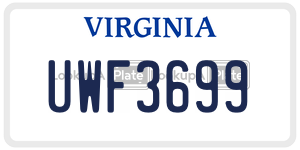 UWF3699  license plate in VA
