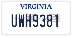 UWH9381 license plate in Virginia