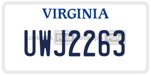 UWJ2263  license plate in VA