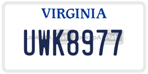 UWK8977  license plate in VA