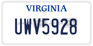 UWV5928  license plate in VA