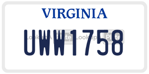 UWW1758 license plate in Virginia