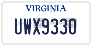 UWX9330  license plate in VA