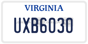 UXB6030  license plate in VA