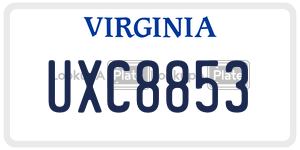 UXC8853  license plate in VA