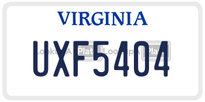 UXF5404 license plate in Virginia