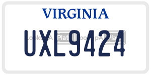 UXL9424  license plate in VA