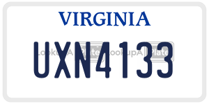 UXN4133  license plate in VA