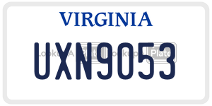 UXN9053  license plate in VA