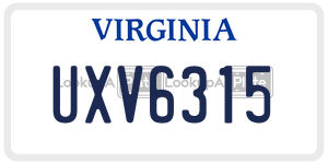 UXV6315  license plate in VA