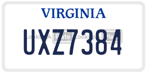 UXZ7384  license plate in VA
