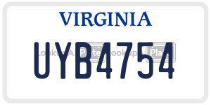 UYB4754 license plate in Virginia