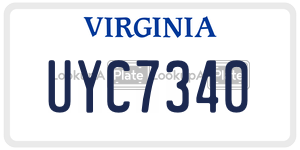 UYC7340 license plate in Virginia