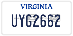 UYG2662  license plate in VA