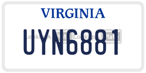 UYN6881  license plate in VA