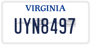 UYN8497  license plate in VA