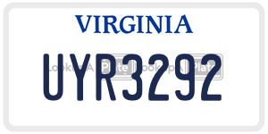 UYR3292  license plate in VA