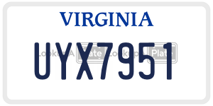 UYX7951  license plate in VA