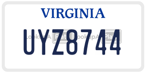 UYZ8744  license plate in VA