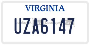 UZA6147  license plate in VA