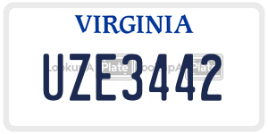 UZE3442 license plate in Virginia