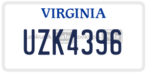 UZK4396  license plate in VA