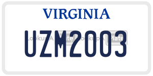 UZM2003  license plate in VA