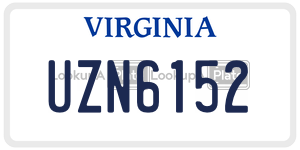 UZN6152  license plate in VA