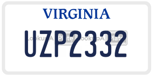 UZP2332  license plate in VA