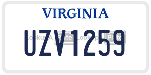 UZV1259  license plate in VA