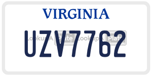 UZV7762  license plate in VA