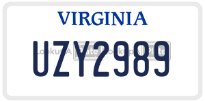 UZY2989  license plate in VA