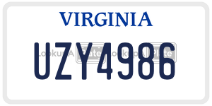 UZY4986  license plate in VA