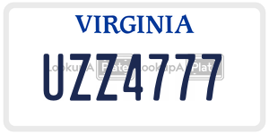 UZZ4777  license plate in VA