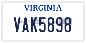 VAK5898 license plate in Virginia