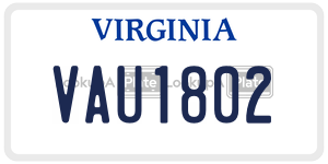 VAU1802  license plate in VA