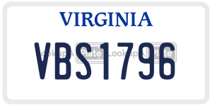 VBS1796  license plate in VA
