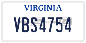 VBS4754  license plate in VA